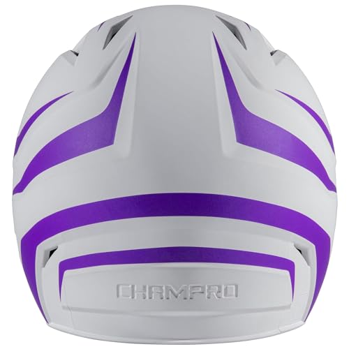 Champro HX Rise Legend 2-Tone Matte-Finish Fastpitch Softball Batting Helmet with Facemask, Medium, Purple - Thumbnail 4