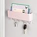 mDesign Wall Mount Plastic Mail Organizer Storage Basket - 5 Hooks - for Entryway, Mudroom, Hallway, Kitchen, Office - Holds Letters, Magazines, Coats, Keys - Light Pink/Blush