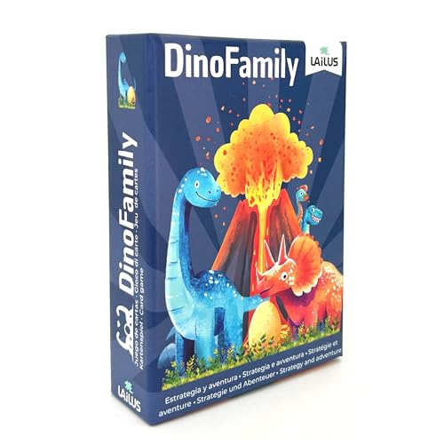 Lailus Dino Family - Juegos de Mesa 4 5 6 7 Años - Juegos de Cartas - Juego Cartas Niños - Regalo Niño 4 Años - Regalo Original Niños - Juego de Mesa Familiar y Educativo - Juguetes Dinosaurios