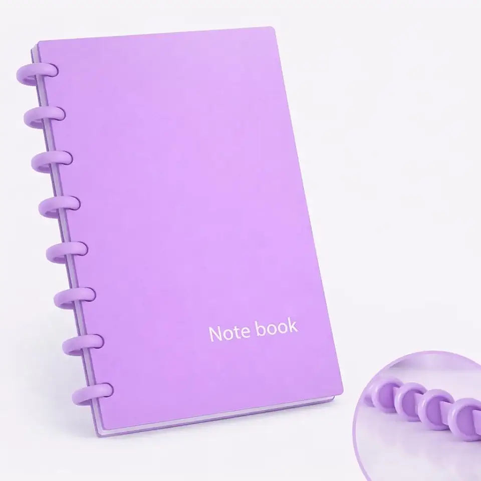 Caderno com Disco A5 80 folhas com 3 divisórias Folhas Refiláveis Substituíveis Recarregável Caderno Com Disco Tamanho Médio 14,5cm x 21,5cm (Lilás)