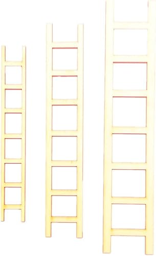 Mini Wooden Ladder Set for Dollhouse DIY - 3 Unfinished Plain Ladders Mixed Sizes (14cm/5.5in, 17cm/6.7in, 20cm/7.9in)