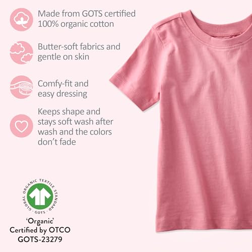 Image of Butterblu Taylor 5-Pack Toddler Short Sleeve T-Shirts 100% Organic Cotton for Toddler Boys and Girls