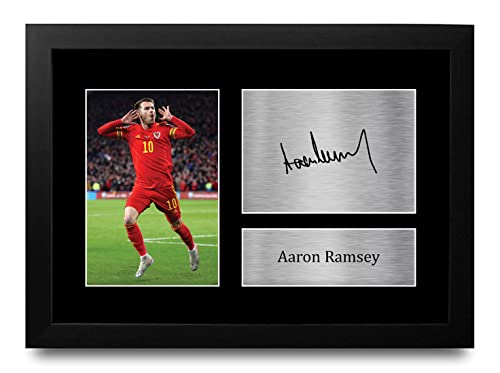Photo Aaron Ramsey Wales signature imprimée cadre A4 de qualité supérieure pour fan