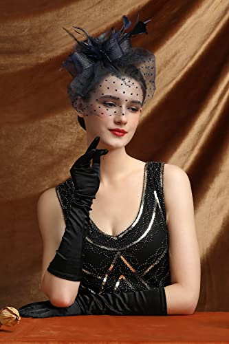 Comott Fascinators Hat Feather Headband Women's Fascinators Tea Party Headwear With Clip Derby Hat For Girls And Women(1 Black) #TOP3