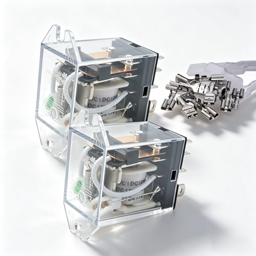 Image of 2 PCS DC 24V Coil Relays 2NO 2NC DPDT Module 8 Pin 10A LED Indicator Electromagnetic Power Relay with Wire Terminal