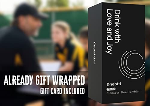 Onebttl Softball Gifts for Coach, Coach Gifts 20oz Stainless Steel Tumbler with Lid and Straw- Black