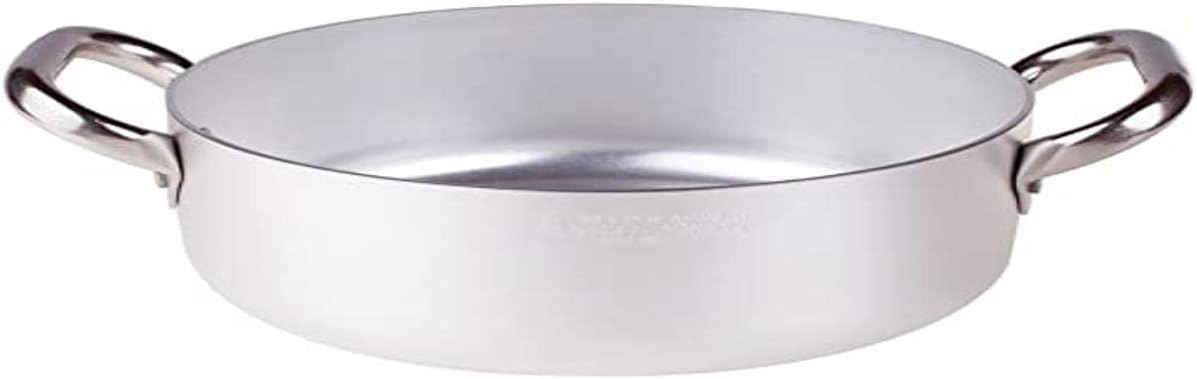 Pentole Agnelli Professional Aluminium 3 Mm. Casserole Pot 3 Mm. Thick with 2 Handles, 6.77 Litre