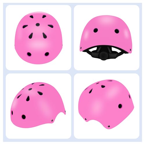 Image of Color Gradient Adjustable Kids Bike Helmet with Knee & Elbow Pads Set | Multi-Sport Safety Gear for Boys & Girls Ages 5-14 | Skateboarding, Scooters, Roller & Inline Skating, Longboarding