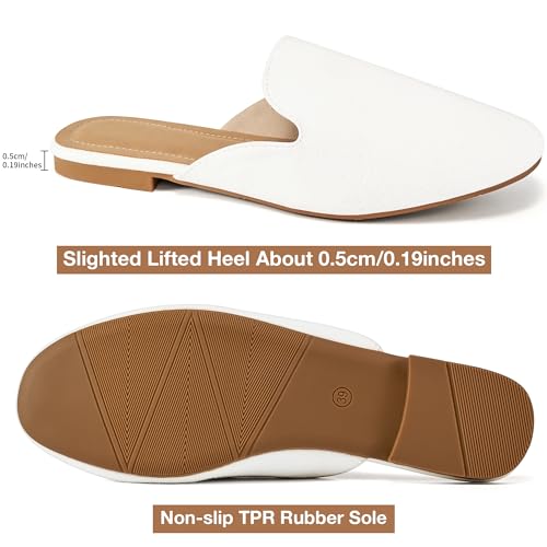 Image of Ecetana Mules for Women Flats Shoes: Comfortable Slip On Casual Work Slides Round Toe Backless Loafers