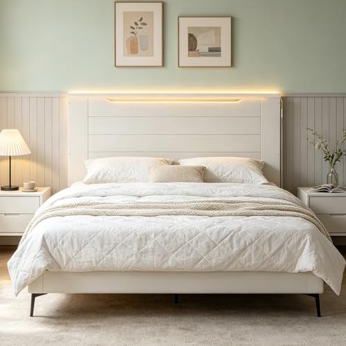 MAHANCRIS Modern Wooden Queen Size Headboard Only with LED Light Strip by MAHANCRIS - Used condition - Image 8