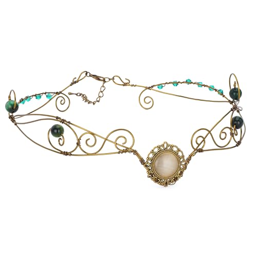 CoteeZa Medieval Elf Celtic Crown - Handmade Woodland Headband Viking Crown Adult Fairy Circlet Retro Bronze Elven Headpiece Woman Headbands for Halloween Renaissance Costume Accessories