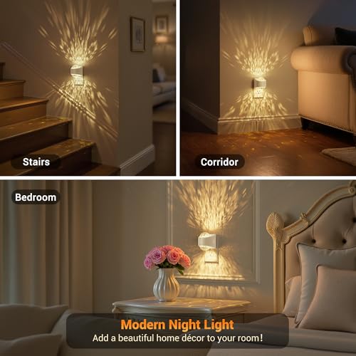 Image of JandCase Night Lights Plug into Wall, 2 Pack 3000K Soft White Star Projector Night Light, Automatic Galaxy Nightlight Plug in with Light Sensor for Bathroom Hallway Room Decor