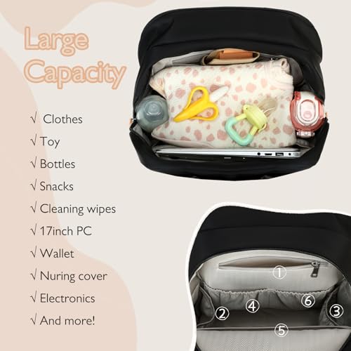 LORADI 18 Pockets Large Diaper Bag Backpack, Baby Shower Essentials by LORADI - Image 4