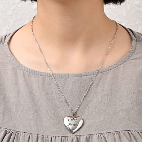 Uthosmdo Stainless Steel Love Heart Locket Necklace That Holds Pictures Engraved I You Forever“ Photo Lockets (Silver) #TOP5