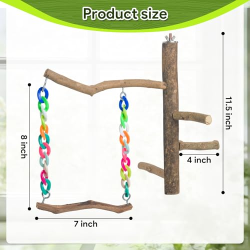 Image of Bird Toys, Bird Swing Toys with Perch Stand, Cage Accessories for Budgies, Parakeets, Cockatiels & Other Small Birds