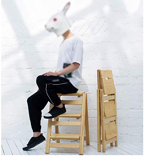 Banqueta de madeira, banqueta de 3 degraus, cadeira de escada dobrável de madeira, cadeira de escada
