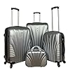 ABS Bagage Set van 4 met ijdelheid koffer 4 wiel trolley reizen koffers tassen set, Grijs