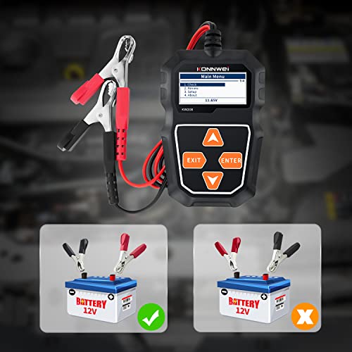 KONNWEI KW208 Car Battery Tester 12V Automotive Load Tester 100-2000CCA Alternator Starter Tester Digital Analyzer Cranking Charging Systems for Vehicle Truck Motorcycle SUV Boat - Thumbnail 4