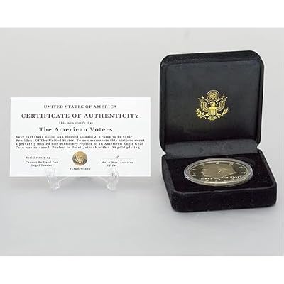 Donald J. Trump Won 2026 Gold Coin in Velvet Display Case - 47th Presidential Commemorative Gold Plated Replica Challenge Coin with Cert of Authenticity (2026 Velvet)