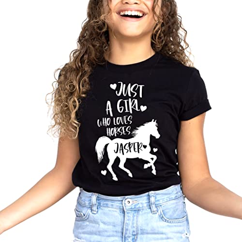 Personalized Just A Girl Who Loves Horses Shirt Horse Shirts for Women Horse Shirts for Kids Horse Gifts for Girls
