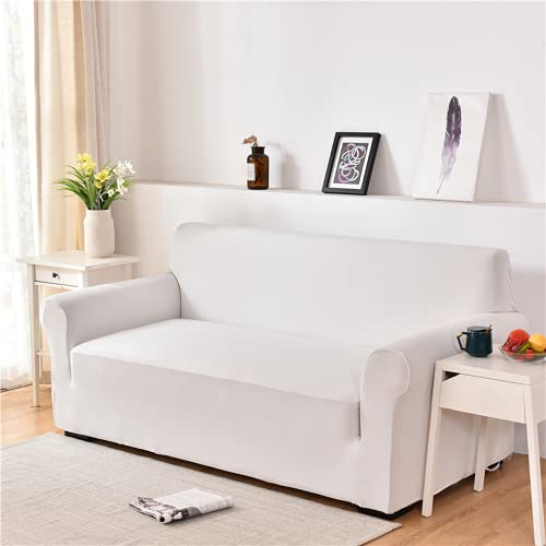 Housse de canapé d'angle blanche XL 4 places extensible en spandex pour salon - 3