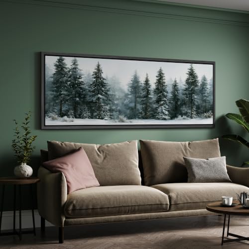 Image of MUDECOR Large Framed Canvas Print Wall Art Snowy Pine for Living Room