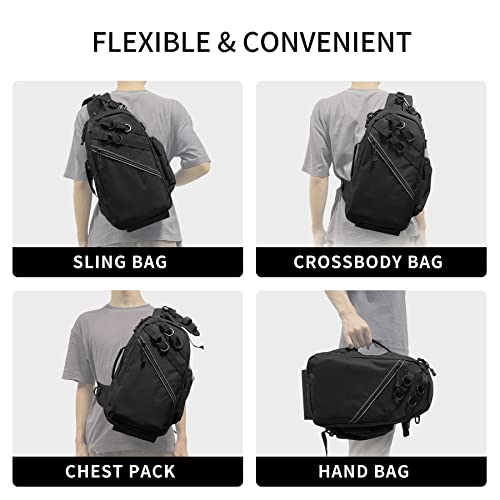 Pleuvoir Fishing Sling Small Backpack - Tackle Bag With Rod Holder, Black #TOP1