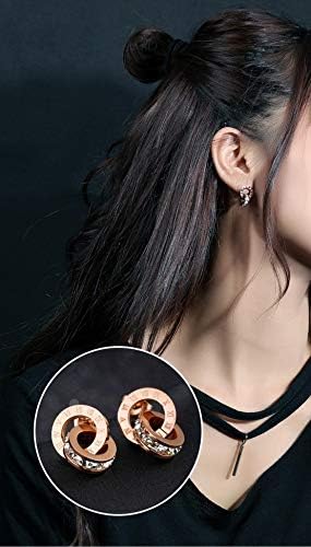 Crystalline Azuria White Crystals Round Circle Stud Earrings 18K Rose Gold Plated for Women - Image 5