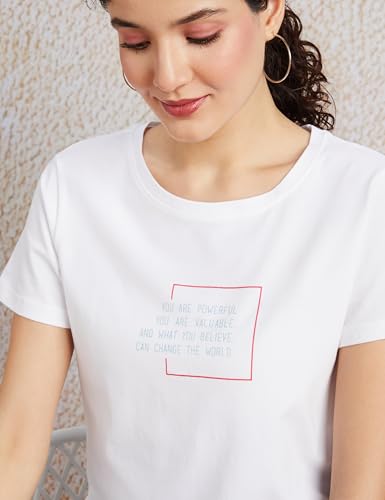 Image of Amazon Brand - Symbol Women Cotton Stretch Regular Fit Round Neck Half Sleeve T-Shirt (Available in Plus Sizes)