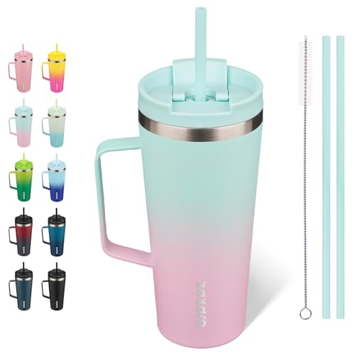 Image of BJPKPK 22oz Insulated Tumbler with Handle, Lid & Straw, Stainless Steel