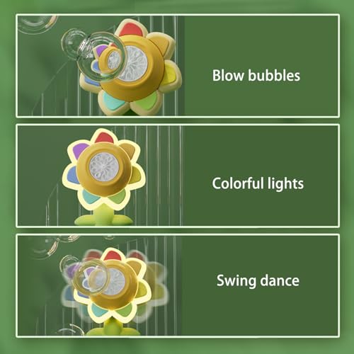 Makamsui Colorful Sunflower Bubble Machine for Kids, Dancing Light-up Flower Bubble Maker Handheld Automatic Bubble Blower Toy, Outdoor Bubble Machine Great Gift for Toddlers Boys Girls Sunflower