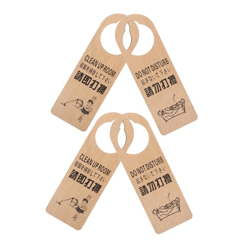 LIFKOME 4 Pièces Porte-panneau Bois Réversible pour Intimité et Statut de Chambre Indicateur Ne Déranger et Merci de Ranger Accroche Porte pour Hôtels Bureaux et Chambres