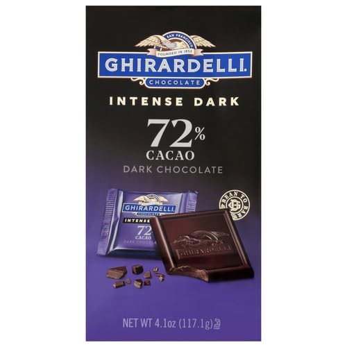 Intense Dark Chocolate Squares 72% Cacao Individually Wrapped Chocolates, Medium Bag, 4.1 Ounce