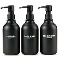 MaisoNovo Shampoo Flaschen zum befüllen - Duschgel Spender - 500-ml-Set mit 3 schwarzen Plastikflaschen und schwarzen Pumpen