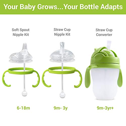 Anpei Sippy Cup Soft Spout Transitional Nipple Kit Bundle Compatible With Comotomo Baby Bottles, 5 Oz And 8 Oz | Value Bundle 2 Kits + Brushes (Green) #TOP3