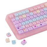 KiiBOOM ニャンプリン V2 かわいいキーキャップ 可愛い猫デザイン 半透明 PCキーキャップ MAOプロファイル メカニカルキーボード用 カスタム用 猫キーキャップ 128キーセット 60%、65%、75%、TKL、96%、フルサイズレイアウト対応(Meow Pudding V2)