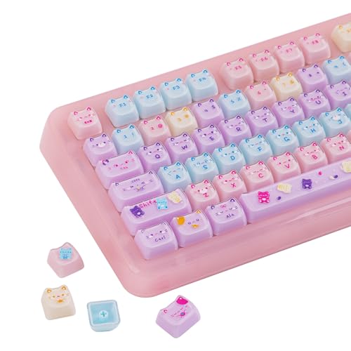Image of KiiBOOM Cute Cat Keycaps Set, Mao Profile, Cat Shape | PC Keycap for MX Switch Mechanical Keyboard, Compatible with 60%, 65%, 75%, TKL, 96%, Full-Sized Layout (Meow Pudding V2)