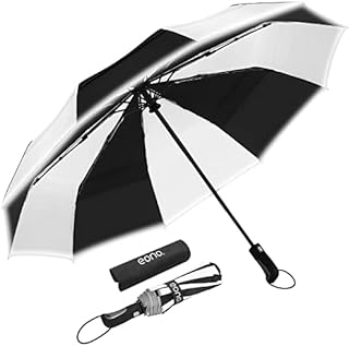 Amazon Brand - Eono Windproof Umbrella, Compact Travel Umbrella with Vented Double Canopy, Portable Automatic Folding Umbrella for Rain with Reflective Strip for Men and Women