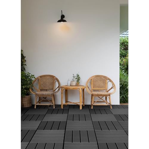 FloorPops 11.8-in by 11.8-in Straight Groove Dark Grey Interlocking Deck Tiles, Pack of 9 Tiles, FPD6183 by FloorPops - Used condition - Image 3