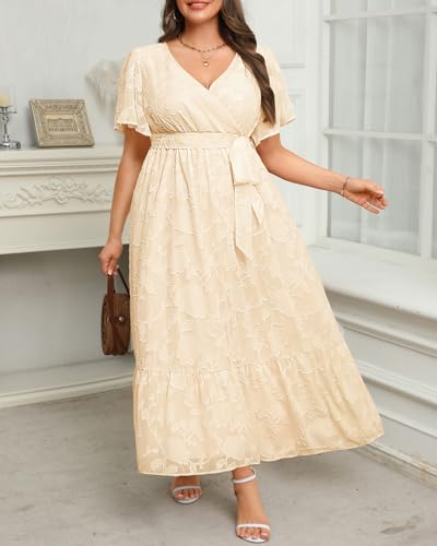 Image of Pinup Fashion Plus Size Wedding Guest Formal Cocktail A Line Long Dress