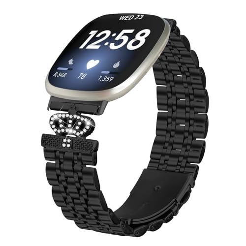 ���^���X�g���b�v Fitbit Versa 4&Sense 2�Ή� ���߉\ ��v �G���K���g �J�W���A���X�^�C�� �o���h Fitbit Versa 3&Sense ���f�B�[�X �����Y (�u���b�N�A�����T�C�Y)