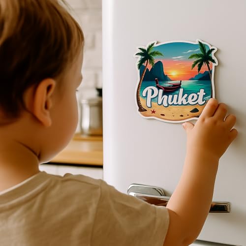 Image of Naxon Phuket City Theme Souvenir Wooden Refrigerator Stylish Fridge Magnet - Fridge Decoration Magnet for Kitchen & Home Decor | Perfect Souvenir Gift | Size 3x3 Inches | Pack of 1
