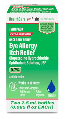 HealthCareAisle Eye Allergy Itch Relief - Olopatadine Hydrochloride Ophthalmic Solution USP, 0.7% - 2.5mL (Twin Pack) Eye Allergy Drops