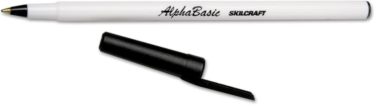 SKILCRAFT 7520-01-484-5267 AlphaBasic Ball Medium Point Pen, Black Pack of 12