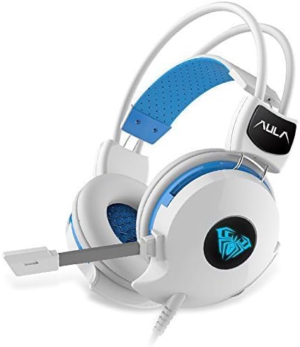 Winkeyes (Aula Succubus) 3.5mm PC Gaming Headset Microphone Game headphone With Noise Cancelling & Volume Control for Laptop Computer Game, White