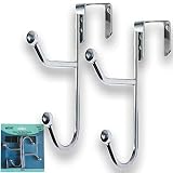 2 Pack Over The Door Hooks Hanger, Sturdy Metal Double Hook Hanger for Hanging Coats, Hats, Robes, T