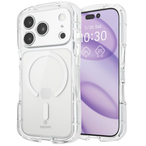 エレコム iPhone17 Pro ケース ハイブリッド Magsafe対応 MAGKEEP 耐衝撃 ワイヤレス充電対応 エアークッション Grippy カメラレンズ保護 極限保護 グリップ TPU クリア PMWA25CGRAKM2CR