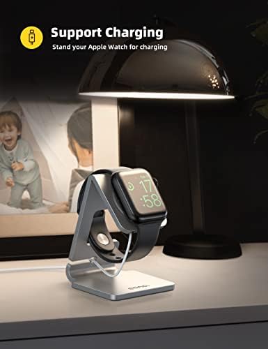 Amazon Brand - Eono Stand for Apple Watch Holder, iWatch 8 Charging Stand Desk Charging Dock Station Designed for Apple Watch Ultra Series 8/7/6/SE/5/4/3/2/1 (40mm/44mm/41mm/45mm) No Charger - Silver