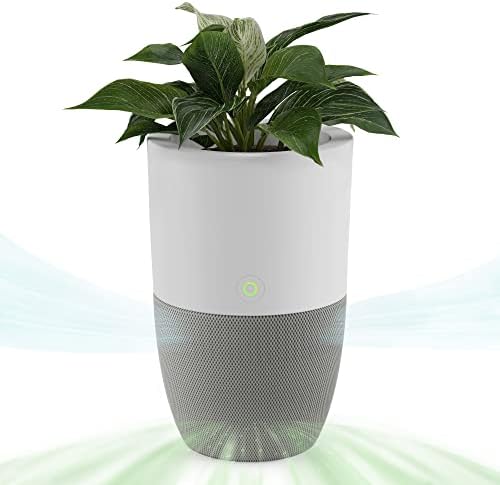 Dupray Bloom™ Air Purifier for Large Rooms with Planter or Custom Accent Table Design | For Home, Bedroom, Office, Dust, Pets | H13 HEPA Air Filtration (Cloudy Gray)