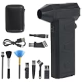 GarveeTech Compressed Air Duster, Mini Air Duster Rechargeable Cordless Electric Air Blower 130000RPM Adjustable with 9 Brushes & Storage Box, Ideal for Computer Keyboard Cleaning